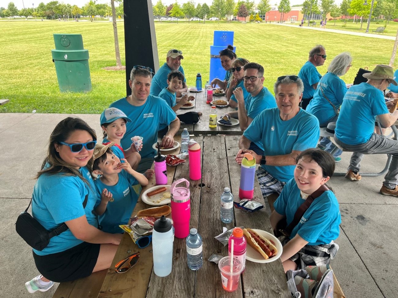 A group of people enjoying their food